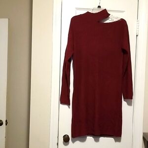 Blue Orchid Maroon Long Sleeve Sweater Dress